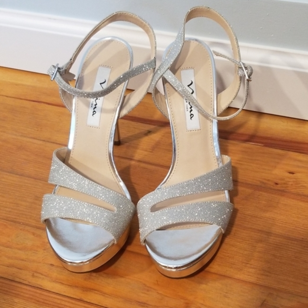Nina Silver Sparkle Heels